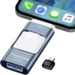 ZARMST USB Stick 256GB, 4 in 1 Flash Drive 3.0 High Speed Photostick, Memory Sticks External Storage Pen Drive for Phone/Pad/Android/PC, Copy Photo Videos Files With One Click (Blue)