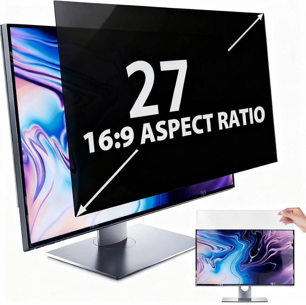 salipt 27 inch Computer Privacy Screen Filter for 16:9 Widescreen Display, Screen Privacy Filter,Anti Spy Anti-Glare Blue Light Blocking Screen Protector Film (WxH: 598mmx337mm)