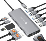 8-in-1 USB-C Hub Laptop Docking Station, Dual Monitor Adapter with 2x 4K@60Hz HDMI, 1Gbps Ethernet, 100W PD, 2 USB 3.0 Ports, SD/TF Card Reader, Compatible with MacBook Pro M2/M1, Dell, HP, Lenovo - Image 2