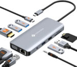 8-in-1 USB-C Hub Laptop Docking Station, Dual Monitor Adapter with 2x 4K@60Hz HDMI, 1Gbps Ethernet, 100W PD, 2 USB 3.0 Ports, SD/TF Card Reader, Compatible with MacBook Pro M2/M1, Dell, HP, Lenovo - Image 4