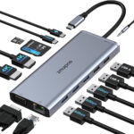 Docking Station Dual Monitor for Dell HP, Thunderbolt 3/4 Dock USB C Hub Multiport Adapter Triple Monitor to 2 HDMI 4K,VGA,Ethernet,5 USB,PD,SD/TF,3.5MM for Lenovo,Surface,MacBook Laptops