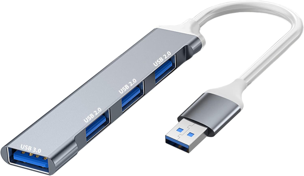 Pipestation® USB Hub (4-in-1) | 4-port USB-A USB3 USB 3 Hub Extension Splitter Multiport Adapter For - Laptop Pc Macbook Pro Air Mini Dell Hp Keyboard Flash Drive Steam Deck Stream Deck Dock Dongle