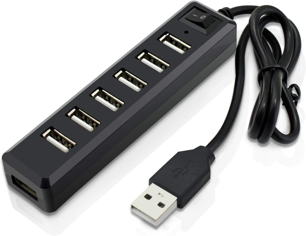 Aussel Premium 7 Ports USB Hub Expansion High Speed USB 2.0 Multi USB Hub Splitter Switch Lead Adapter Cable For PS3, Xbox, Wii, PC, MAC, Laptop, NoteBook, Mac Book, NetBook, Tablet, Tab, Supports Windows Vista/7/Mac