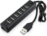 Aussel Premium 7 Ports USB Hub Expansion High Speed USB 2.0 Multi USB Hub Splitter Switch Lead Adapter Cable For PS3, Xbox, Wii, PC, MAC, Laptop, NoteBook, Mac Book, NetBook, Tablet, Tab, Supports Windows Vista/7/Mac