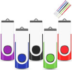 EASTBULL 32GB USB Stick 5 Pack, Memory Sticks USB 2.0 Metal Flash Drive Swivel Design Fold Storage with 5 Color Lanyards
