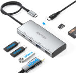 RSHTECH 10Gbps USB C Hub, 7-in-1 USB-C Multiport Adapter with 4K@60Hz HDMI, 3 USB 3.2 (2C+1A), 100W PD & SD/TF, USBC Splitter Compatible with MacBook Air/Pro, Surface, XPS and other Laptops (RSH-T07)