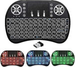 BIFANS 2.4G Mini Wireless Keyboard with Touchpad Mouse, Upgraded Multi Backlit, Portable Rechargeable Remote Control with USB Receiver for Android Smart TV Box HTPC Pad XBOX Windows Mac