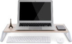 ThingyClub Monitor Stand Riser with Metal Feet for Computer Laptop iMac TV LCD Display Printer, Computer Monitor Riser with Desk Tabletop Organizer 20x9.45inch Sturdy Platform Save Space (Hickory) - Image 2