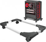 Mobile CPU Stand, Desktop Stand, Computer Tower Stand CPU Rolling Stand, Adjustable Computer Mobile Cart Holder with 4 Locking Rolling Caster Wheels Fits Most PC Gaming Case - Black