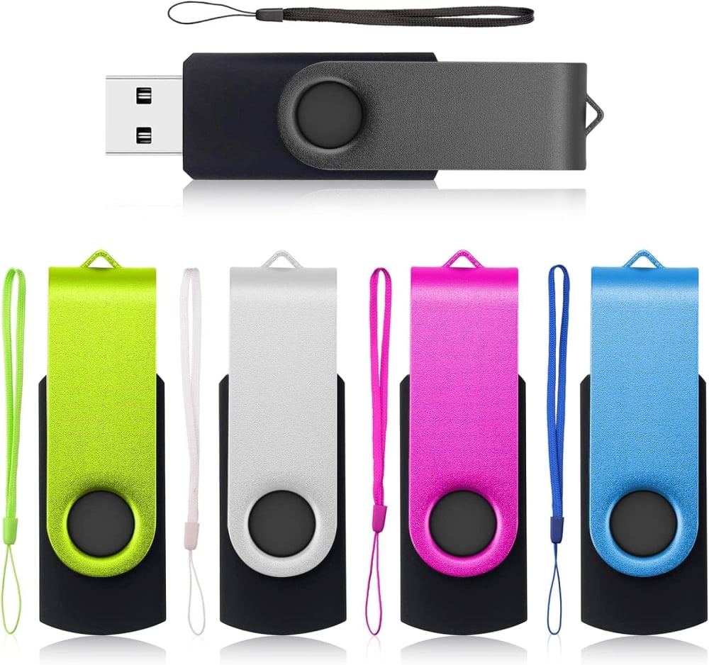 USB Stick, AreTop 64GB Memory Stick 5Pack, USB Flash Drive 64GB, Metal Multicolored High Speed USB 2.0 Flash Drive for Data Storage with 5pcs Ropes