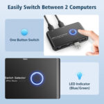 USB 3.0 Switch, 4 Port USB Switcher for 2 Computer, 5Gbps High-Speed Peripheral usb Switch Selector Sharing Mouse Keyboard Printer, Compatible with Windows Linux Mac, 2 Pack usb Cables A to A - Image 3