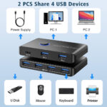 USB 3.0 Switch, 4 Port USB Switcher for 2 Computer, 5Gbps High-Speed Peripheral usb Switch Selector Sharing Mouse Keyboard Printer, Compatible with Windows Linux Mac, 2 Pack usb Cables A to A - Image 4