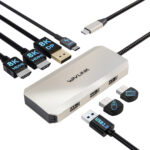 USB C Docking Station,WAVLINK Triple Display Docking Station with 100W PD,Triple 4K@60Hz Ultra HD Display,Dual HDMI,DP,3 USB Ports Compatible with Dell/HP/Lenovo, Windows Systerm Computer