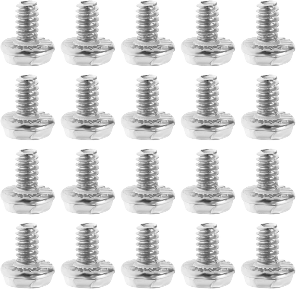 Create idea 100Pcs Toothed Hex 6/32 Screws Motherboard Mounting Screws 6/32 Hard Drive PC Case Screws Plated Steel Accessories for Computer Silver