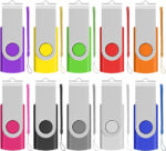 EASTBULL Memory Stick 128MB USB 10Pack, USB 2.0 Thumb Flash Drives Swivel Design Pen Memory Stick Fold Storage (10 Mixed Color With Lanyard)