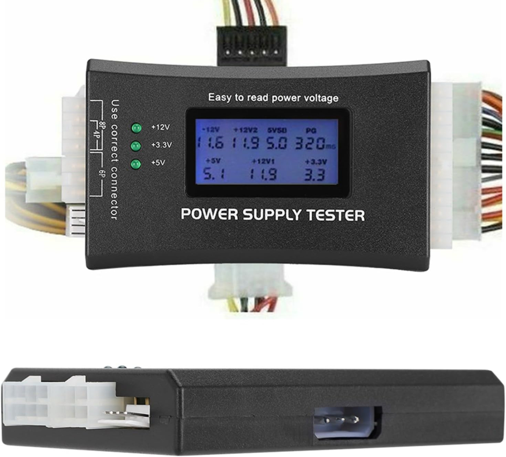 Haosie PC Power Supply Tester, Power Detector, 20/24Pin with LCD Display, Compatible with ATX BTX ITX TFX Computer Power Supplies