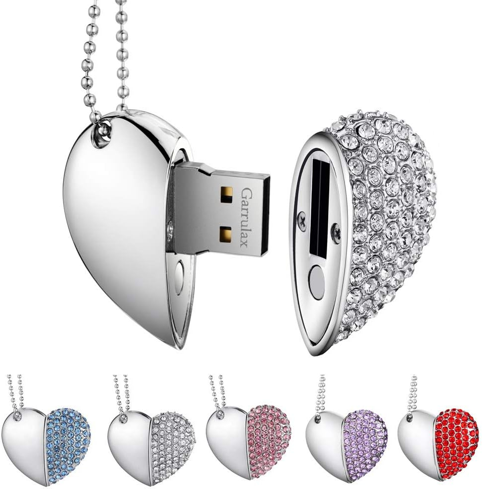 Garrulax USB Flash Drives, Premium Heart Diamond High Speed USB 2.0 Flash Data Storage Drive Memory Pen Stick Flash Disk Pendrive