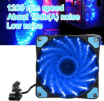 Chassis Fan, Computer Case Fan, Computer Accessory PC Cooling Fan,Noise Reduction, LED Multicolored 3 Wired 15 Light Fan, 12 CM, 1200 RPM (15 lights blue) - Image 4