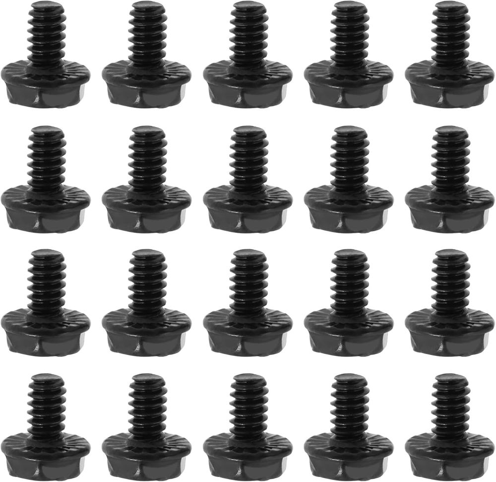 Create idea 100Pcs Toothed Hex 6/32 Screws Motherboard Mounting Screws 6/32 Hard Drive PC Case Screws Plated Steel Accessories for Computer Black