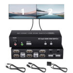 HDMI KVM Switch 4 Computers 2 Monitors, 4 Computer Dual Monitor KVM Switcher HDMI 4 in 2 Out USB 3.0 4K@60Hz Sharing Keyboard and Mouse, Support Extended/Copy Mode, with Wired Controller 4XUSB Cables - Image 3