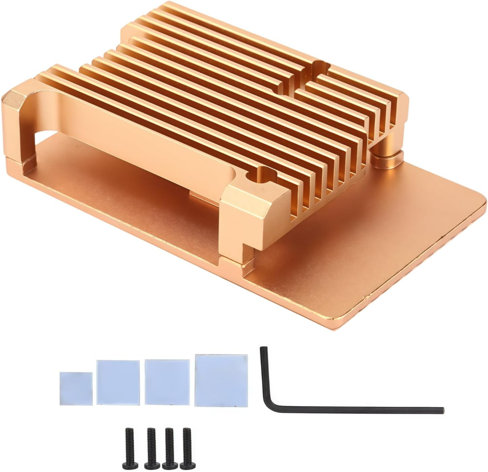 Risegun Raspberry Pi 3 Model 2B/3B Case Heat Dissipation Aluminum Alloy Case Computer Accessories (Gold)