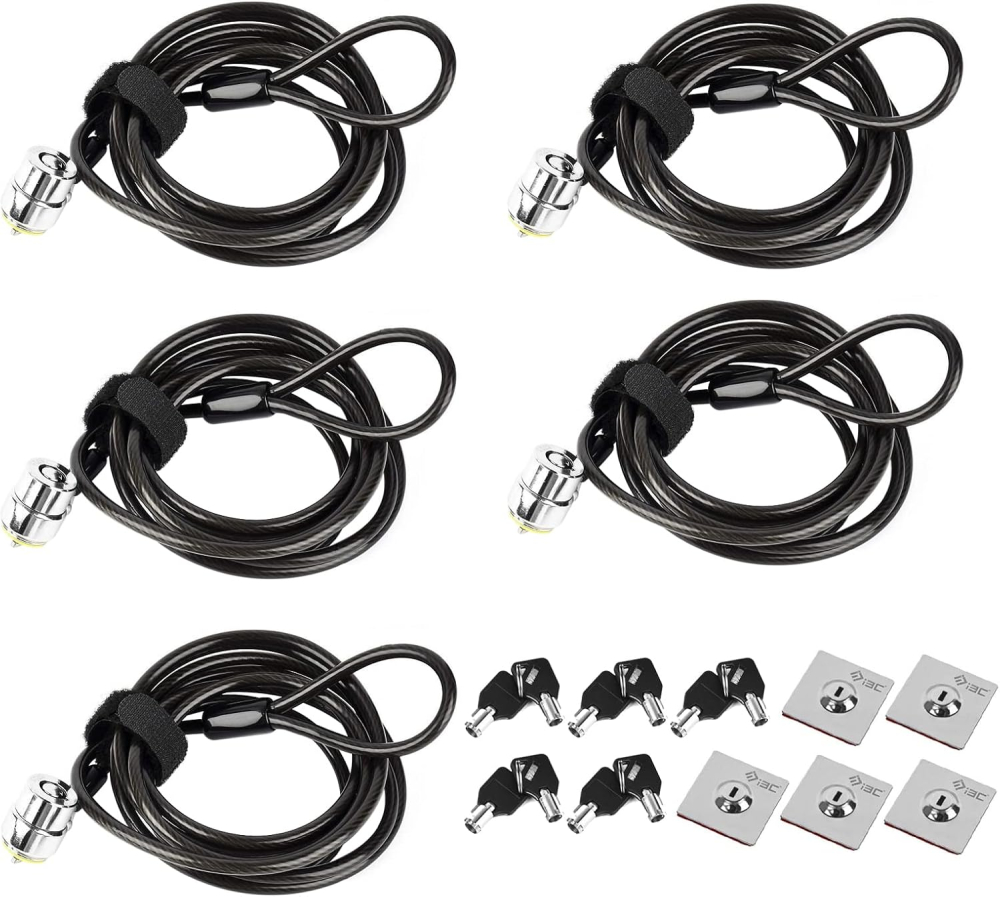 I3C Laptop Lock, Combination Security Lock Cable with Keys and Anchor Plate, Anti Theft Lock for compatible with Business Electronics, Monitors, Tablets (5 Set)