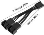 OTOTEC 4PCS 1 to 2 Way 4 Pin PWM Fan Splitter Cable 12V Computer PC Case Fan Converter Cable 5cm Cable Length Computer Accessories Black - Image 4