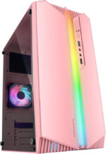 Mars Gaming MC-S1, Ultra-Compact Micro-ATX PC Case, ARGB Front Lighting 12 Modes, FRGB Fan, Full Side Window Gaming Case, Supports Liquid Coolers up to 120mm, Pink