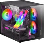 Mars Gaming MC-S1, Ultra-Compact Micro-ATX PC Case, ARGB Front Lighting 12 Modes, FRGB Fan, Full Side Window Gaming Case, Supports Liquid Coolers up to 120mm, Pink - Image 5