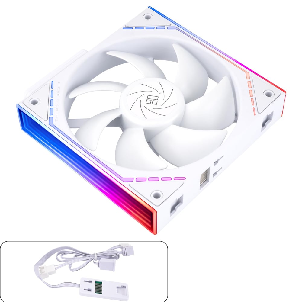 TR-TL-M12QRW CPU Fan Wireless Splicing 120mm Case Cooler, PWM Connector Silent Computer Cooling with S-FDB Bearing Building Blocks PC Fan with ARGB Mirror Light Effect,low Noise,White