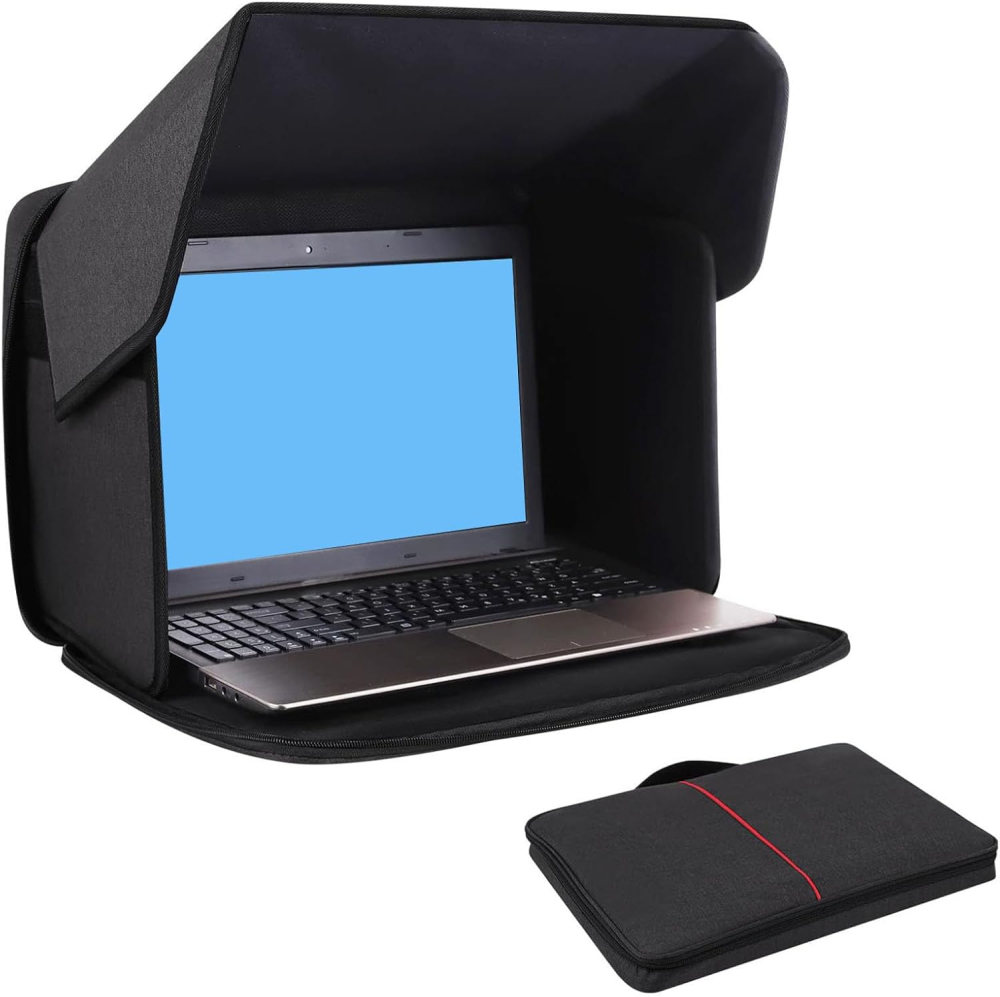 Garsent Laptop Sun Shade, Lightweight Laptop Sun Glare Shield Secret Screen Hood, Folding Laptop Hood for 16 Inches Laptops, Computer Sunshade Bag for Working Outside