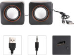 KIMISS Mini Cube USB, Wired Speaker For Desktop Laptop Small Desktop Stereo 3.5mm Jack Speakers PC Computer(Dual track) (binaural)
