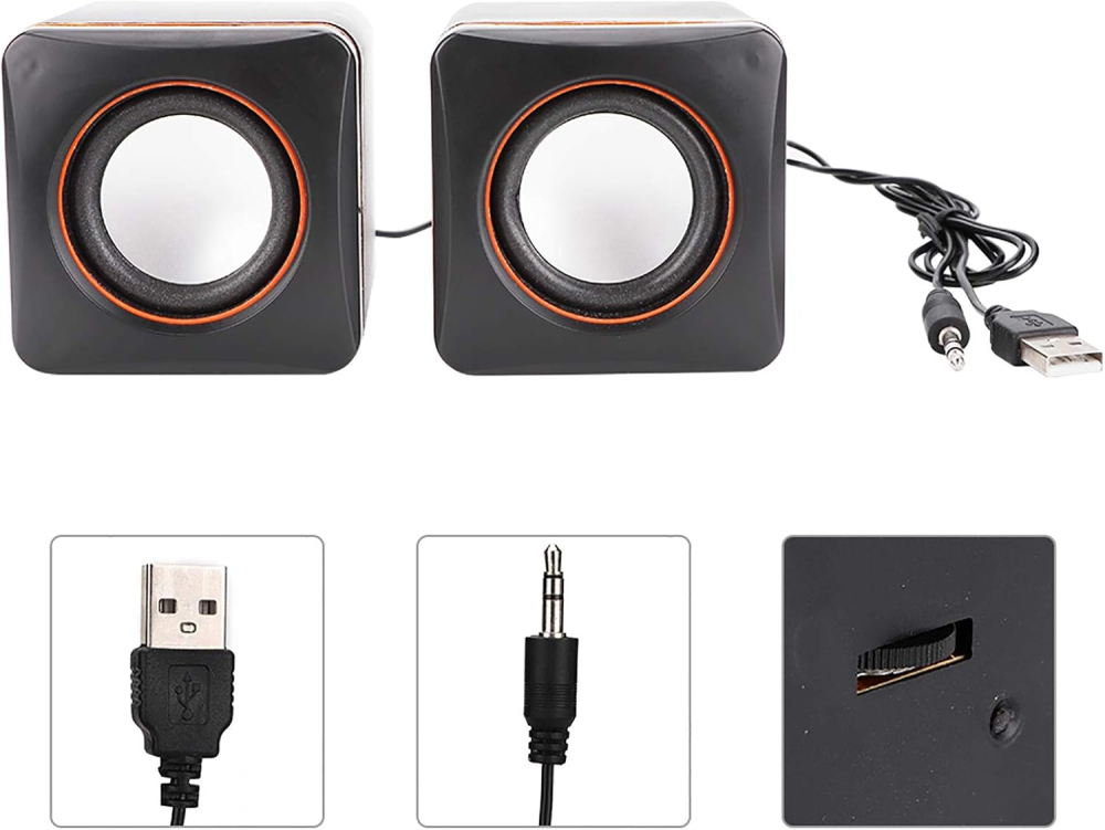 KIMISS Mini Cube USB, Wired Speaker For Desktop Laptop Small Desktop Stereo 3.5mm Jack Speakers PC Computer(Dual track) (binaural)