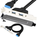 Xiatiaosann Dual USB 3.0 Female Back Panel to MB 20 Pin Header, USB3.0 Type A to USB 20 Pin with 2 Port PCI Bracket for Motherboard USB 3.0 Port Extends to Back of Computer Case