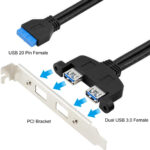 Xiatiaosann Dual USB 3.0 Female Back Panel to MB 20 Pin Header, USB3.0 Type A to USB 20 Pin with 2 Port PCI Bracket for Motherboard USB 3.0 Port Extends to Back of Computer Case - Image 2