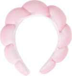 Brushworks Pink Cloud Beauty Headband – Ultra-Soft, Puffy Terry Cloth Headband for Skincare, Makeup & Face Washing, Comfortable, Non-Slip Design for Women, Girls - Image 2