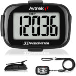 AVTrek Step Counter with Clip and Lanyard, 3D Pedometer with Time Display and LED Backlight, Simple Step Counter for Walking and Running, Men, Women, Elder