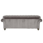 Bordeaux Button Back Grey Velvet 4 Seater Sofa - Image 7