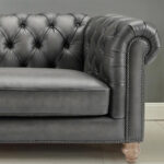 Allington 3 Seater Grey Leather Chesterfield Sofa - Image 9