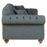Bordeaux Button Back Blue Fabric 4 Seater Sofa - Image 8
