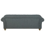 Bordeaux Button Back Blue Fabric 4 Seater Sofa - Image 9