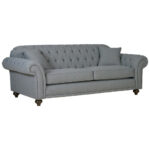Bordeaux Button Back Grey Fabric 3 Seater Sofa - Image 7