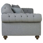 Bordeaux Button Back Grey Fabric 3 Seater Sofa - Image 8