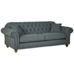 Bordeaux Button Back Blue Fabric 3 Seater Sofa - Image 7