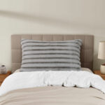Extra Large Faux Fur Pillow in Grey, 76 x 122 cm