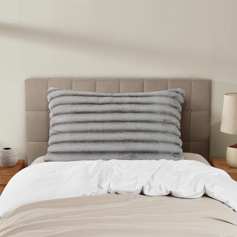 Extra Large Faux Fur Pillow in Grey, 76 x 122 cm