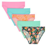 Room Service Ladies Printed Brief 5 Pack in Black Floral