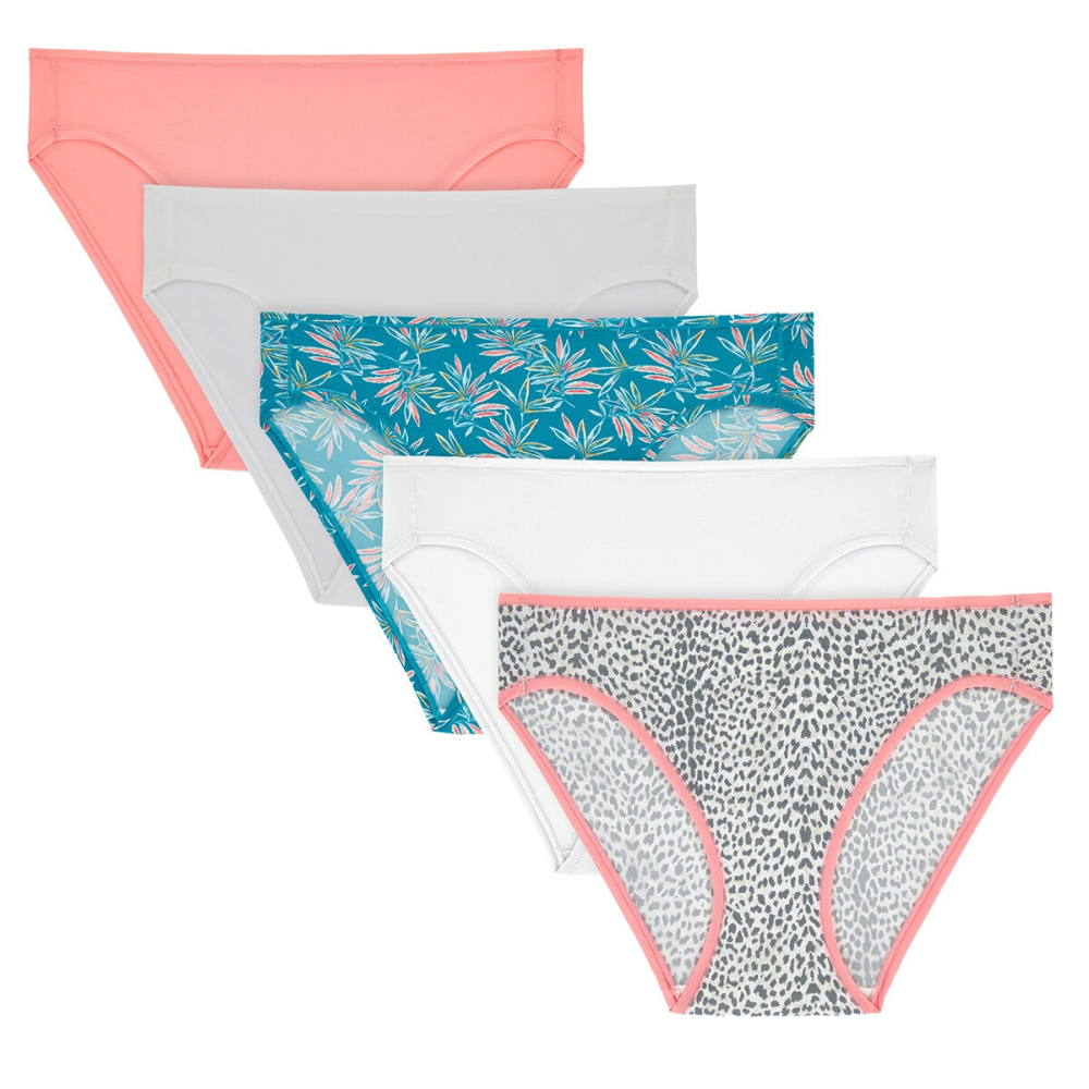 Room Service Ladies Printed Brief 5 Pack in Grey Coral