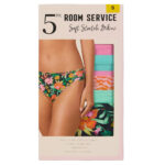 Room Service Ladies Printed Brief 5 Pack in Grey Coral - Image 3