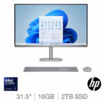 HP OmniStudio X, Intel Core Ultra 7, 16GB RAM, 2TB SSD, 31.5 Inch All in One Desktop PC, 32-c0009na